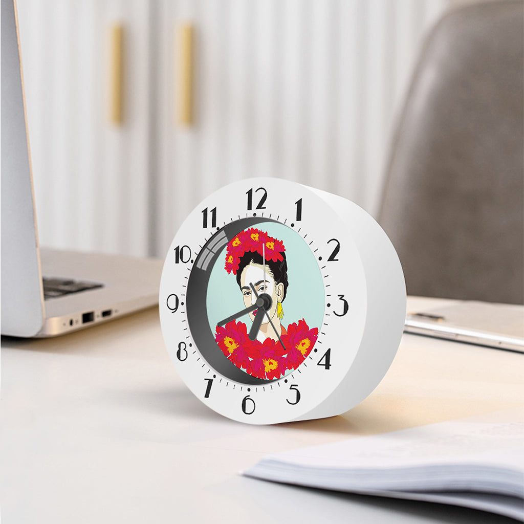 Frida Kahlo And Floral Print Alarm Clock