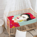 Frida Kahlo And Floral Print Baby Crib Sheet
