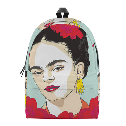Frida Kahlo And Floral Print Backpack