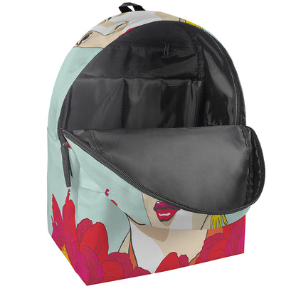 Frida Kahlo And Floral Print Backpack