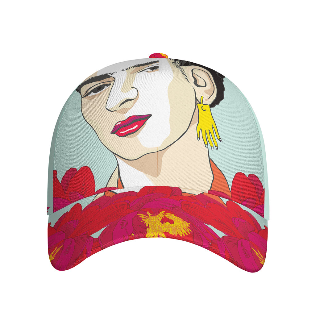 Frida Kahlo And Floral Print Baseball Cap