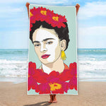 Frida Kahlo And Floral Print Beach Towel