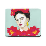 Frida Kahlo And Floral Print Bifold Wallet