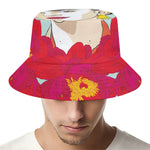 Frida Kahlo And Floral Print Bucket Hat