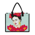Frida Kahlo And Floral Print Canvas Tote Bag