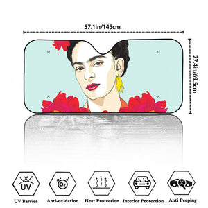 Frida Kahlo And Floral Print Car Windshield Sun Shade