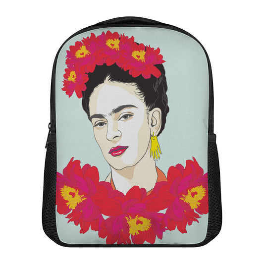Frida Kahlo And Floral Print Casual Backpack