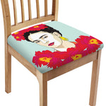 Frida Kahlo And Floral Print Chair Cushion Cover