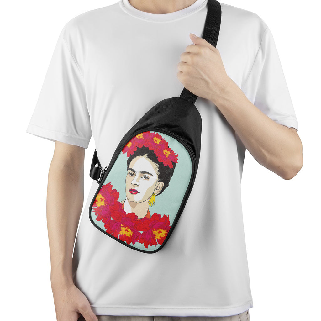 Frida Kahlo And Floral Print Chest Bag