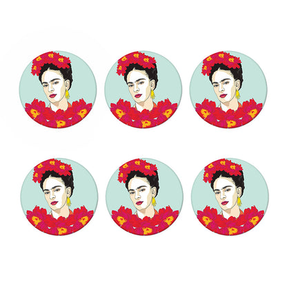 Frida Kahlo And Floral Print Coaster Set