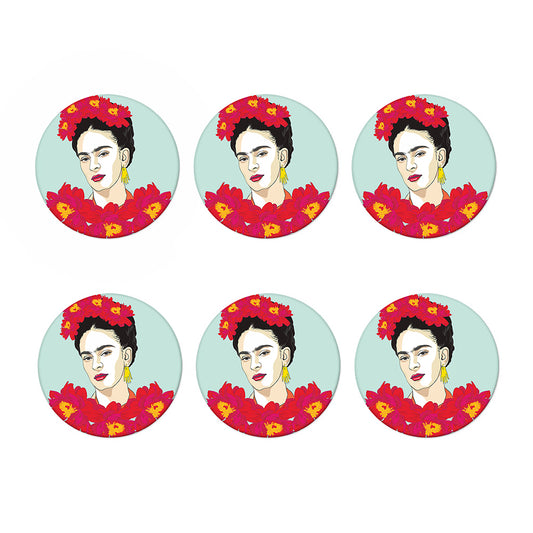 Frida Kahlo And Floral Print Coaster Set