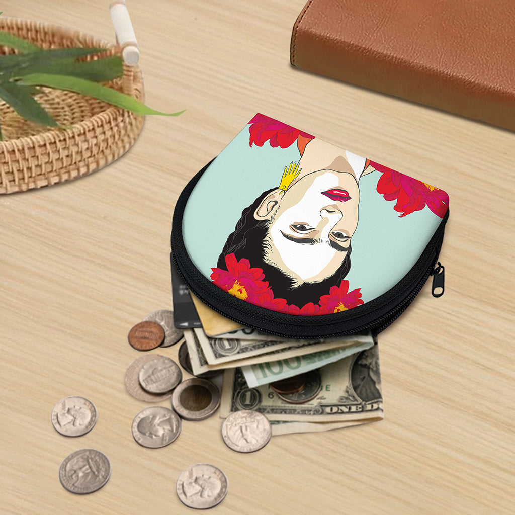 Frida Kahlo And Floral Print Coin Purse