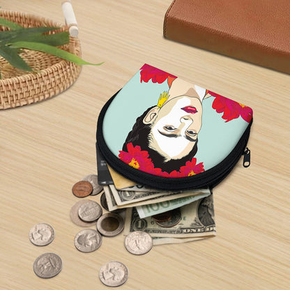 Frida Kahlo And Floral Print Coin Purse