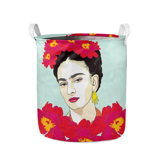 Frida Kahlo And Floral Print Collapsible Laundry Basket