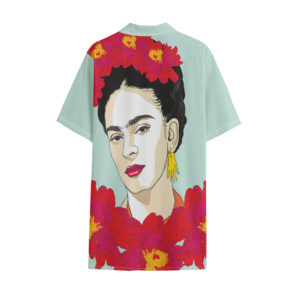 Frida Kahlo And Floral Print Cotton Hawaiian Shirt