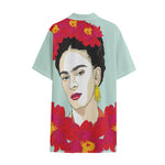 Frida Kahlo And Floral Print Cotton Hawaiian Shirt