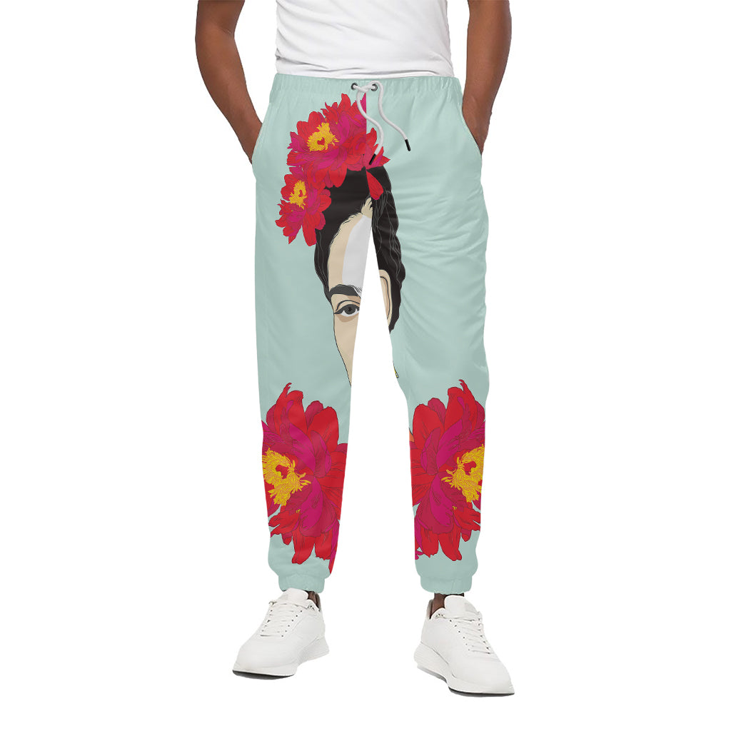 Frida Kahlo And Floral Print Cotton Pants