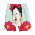Frida Kahlo And Floral Print Cotton Shorts