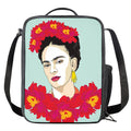 Frida Kahlo And Floral Print Crossbody Lunch Bag