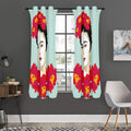 Frida Kahlo And Floral Print Grommet Curtain Panels