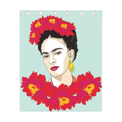 Frida Kahlo And Floral Print Curtain