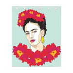 Frida Kahlo And Floral Print Curtain