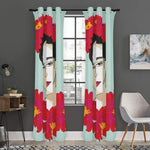 Frida Kahlo And Floral Print Curtain