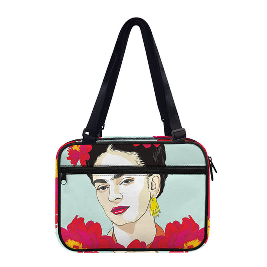 Frida Kahlo And Floral Print Double Strap Bible Bag