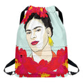 Frida Kahlo And Floral Print Drawstring Backpack