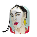 Frida Kahlo And Floral Print Drawstring Makeup Bag