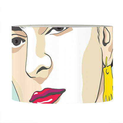 Frida Kahlo And Floral Print Drum Lamp Shade