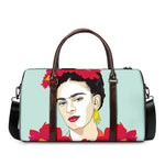 Frida Kahlo And Floral Print Duffle Bag