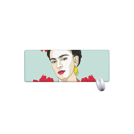 Frida Kahlo And Floral Print Extended Mouse Pad
