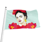 Frida Kahlo And Floral Print Flag