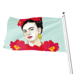 Frida Kahlo And Floral Print Flag
