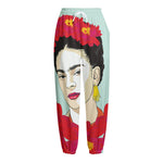 Frida Kahlo And Floral Print Fleece Lined Knit Pants