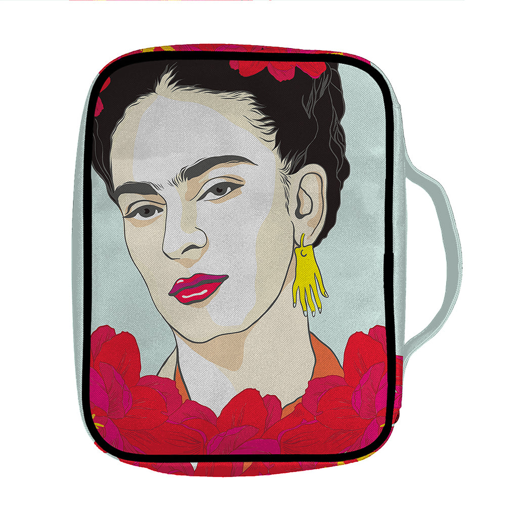Frida Kahlo And Floral Print Front Pocket Bible Bag