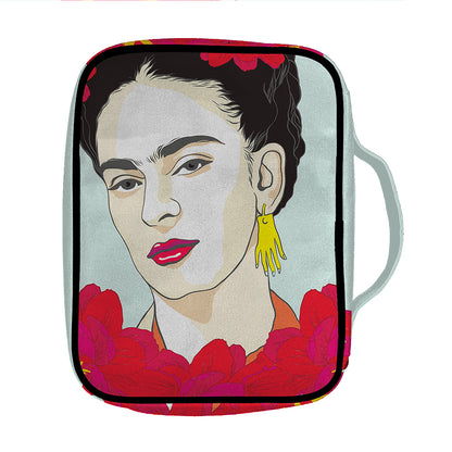 Frida Kahlo And Floral Print Front Pocket Bible Bag
