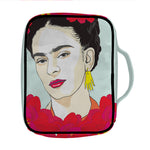 Frida Kahlo And Floral Print Front Pocket Bible Bag