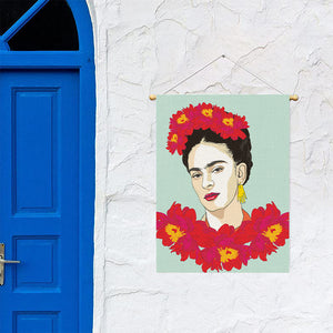 Frida Kahlo And Floral Print Garden Flag