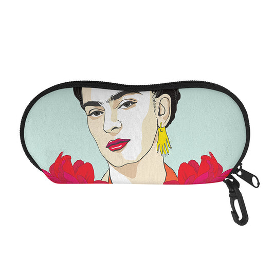 Frida Kahlo And Floral Print Glasses Case