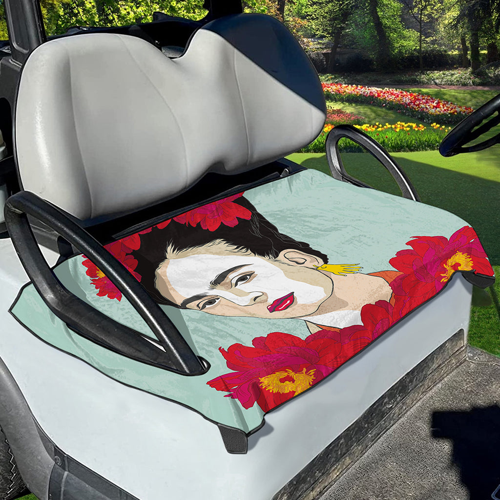 Frida Kahlo And Floral Print Golf Cart Seat Cover