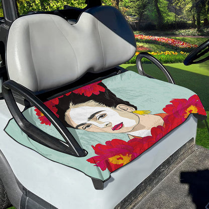 Frida Kahlo And Floral Print Golf Cart Seat Cover