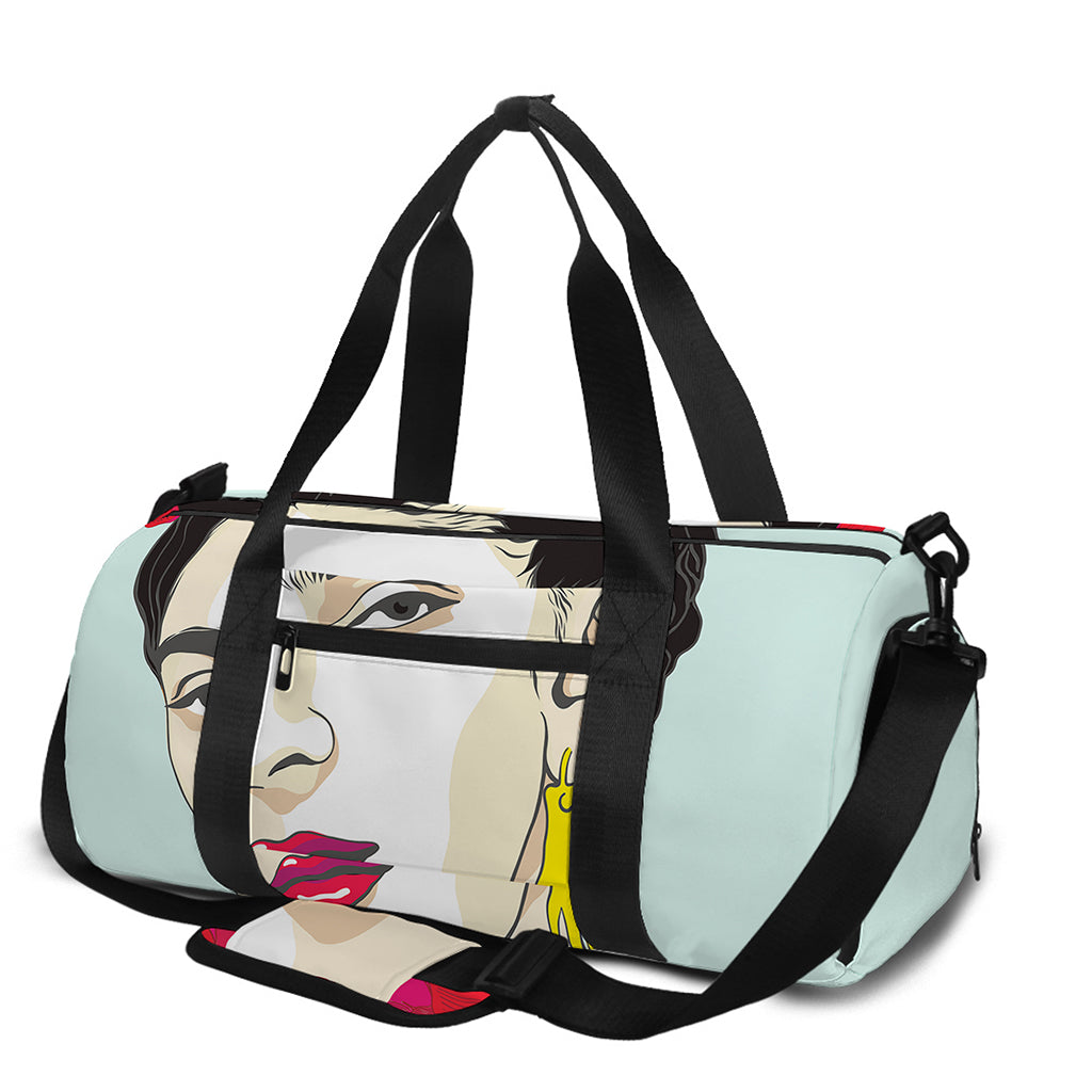Frida Kahlo And Floral Print Gym Bag