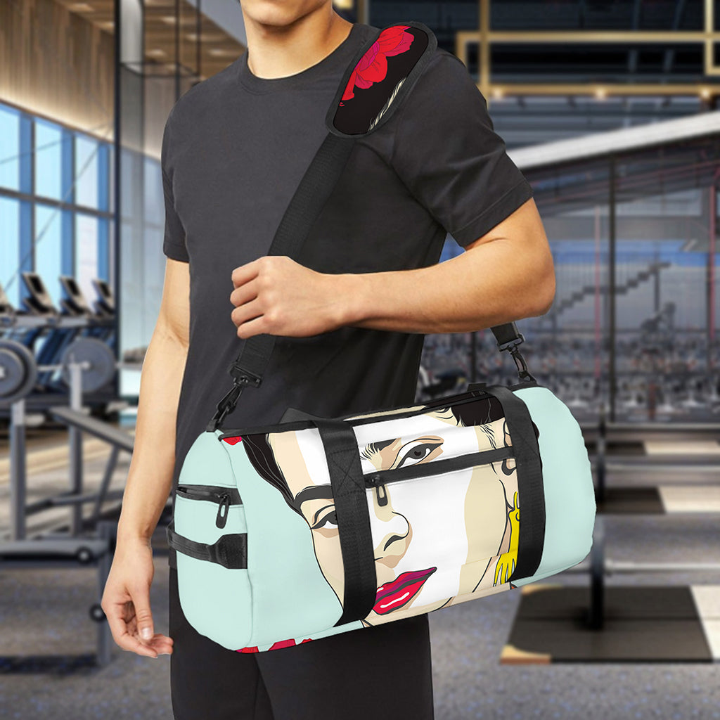 Frida Kahlo And Floral Print Gym Bag
