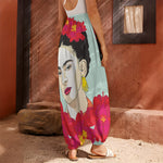 Frida Kahlo And Floral Print Harem Pants