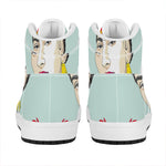 Frida Kahlo And Floral Print High Top Leather Sneakers