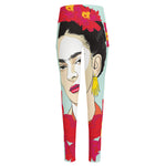 Frida Kahlo And Floral Print High-Waisted Pocket Leggings