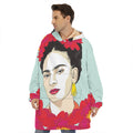 Frida Kahlo And Floral Print Hoodie Blanket