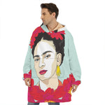 Frida Kahlo And Floral Print Hoodie Blanket